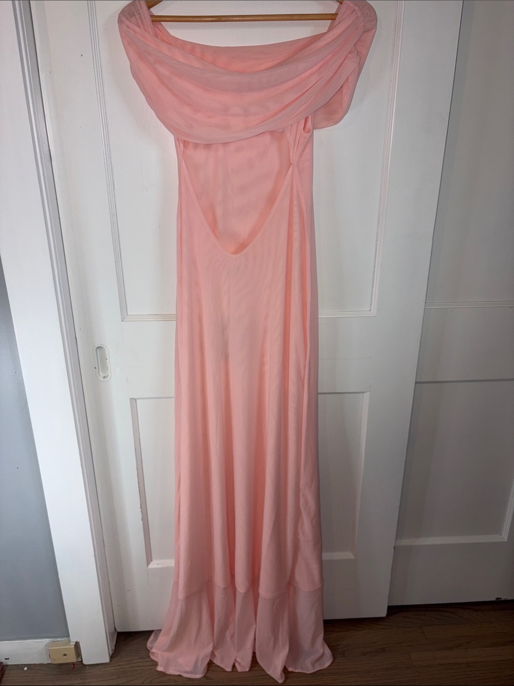 Off-Shoulder Blush Pink Evening Gown - Picture 7 of 11